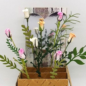 Pop-Up 3D Rose Bouquet Box Card: Handmade Anniversary Birthday. Free personalisation