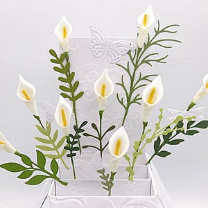 Biglietto pop-up con bouquet di gigli 3D: confezione regalo di lusso, personalizzazione gratuita