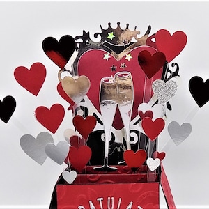 Carte pop-up. Carte explosant pour 40e anniversaire de mariage de rubis. Uniques. Personnalisation gratuite des noms ou de la date. GRATUIT