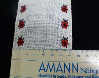 Embroidery Ladybug - Linen Ribbon