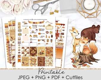 WOODLAND Printable Planner Stickers | Weekly Planner Sticker Kit | Erin Condren Vertical | Travelers Notebook | Functional | Decorative