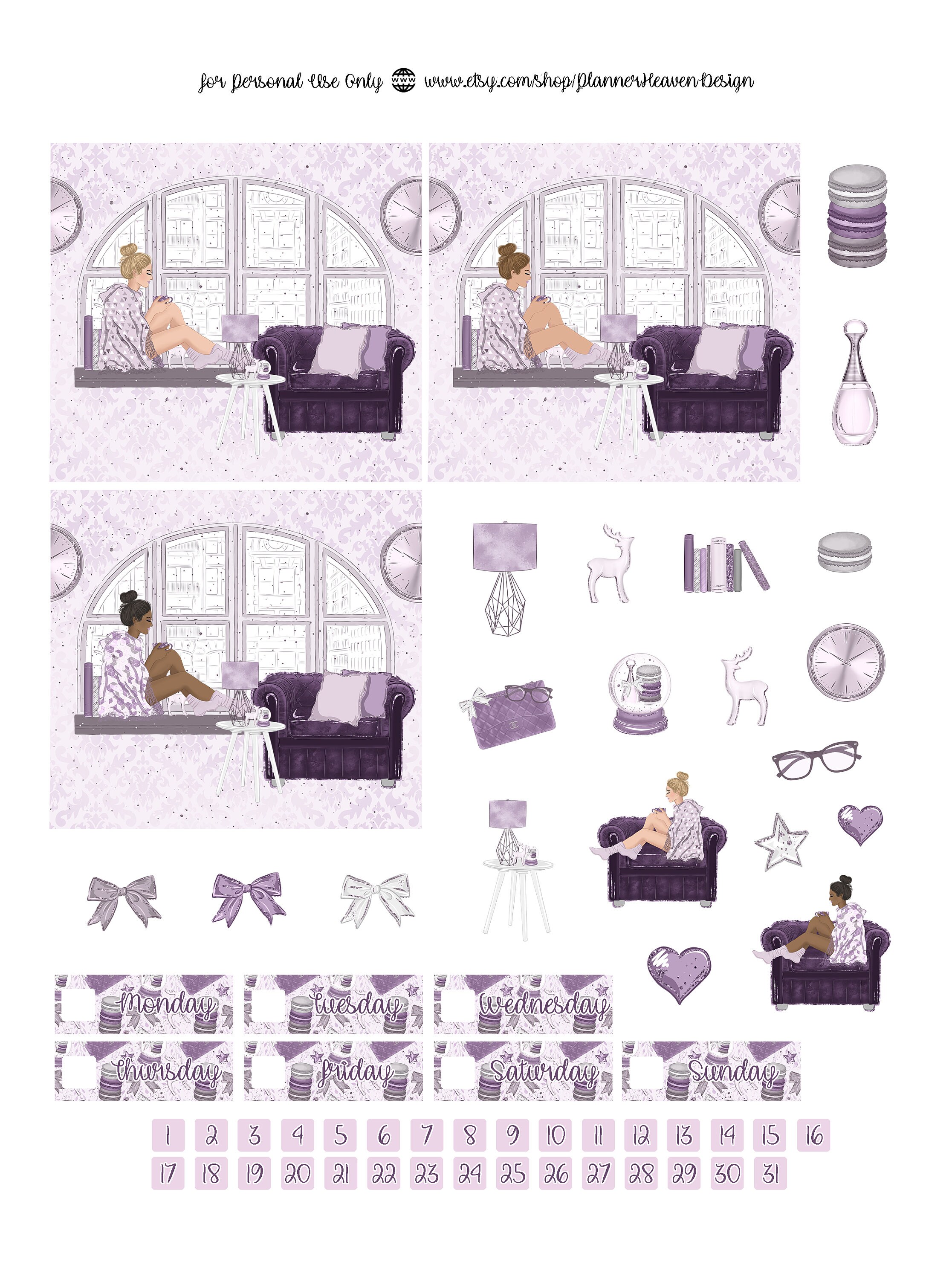 I LOVE PURPLE Printable Planner Stickers | Weekly Planner Sticker Kit ...