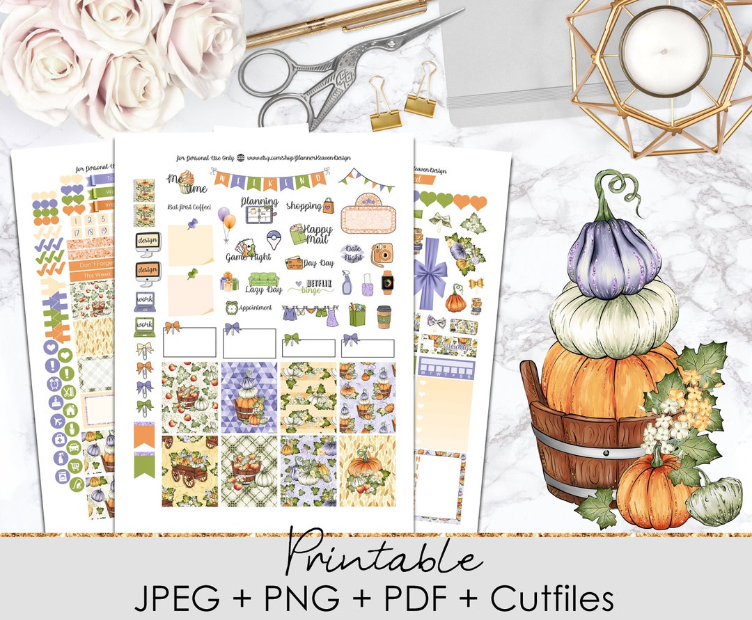 PUMPKIN Printable Planner Stickers | Weekly Planner Sticker Kit | Erin ...