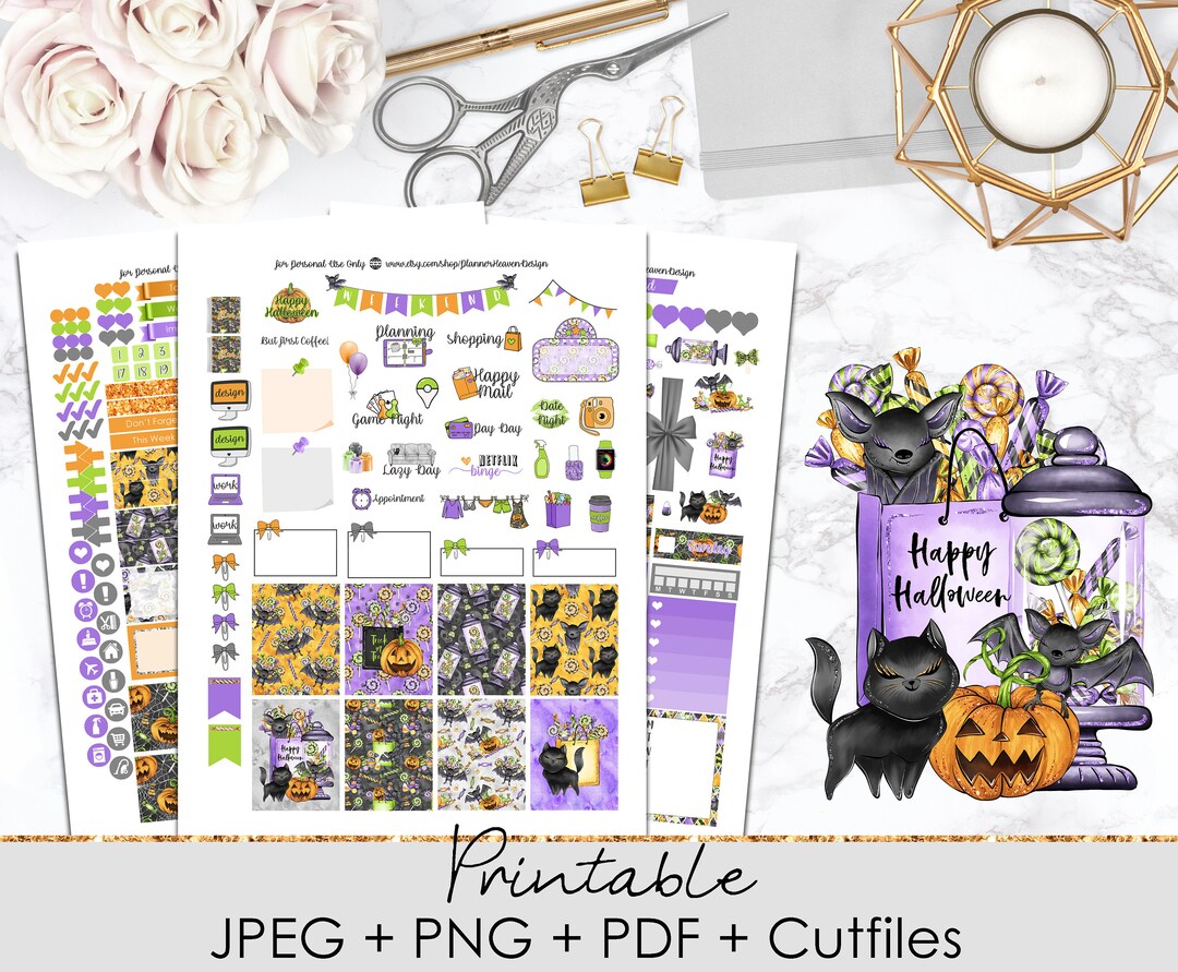 HALLOWEEN Printable Planner Stickers | Weekly Planner Sticker Kit ...