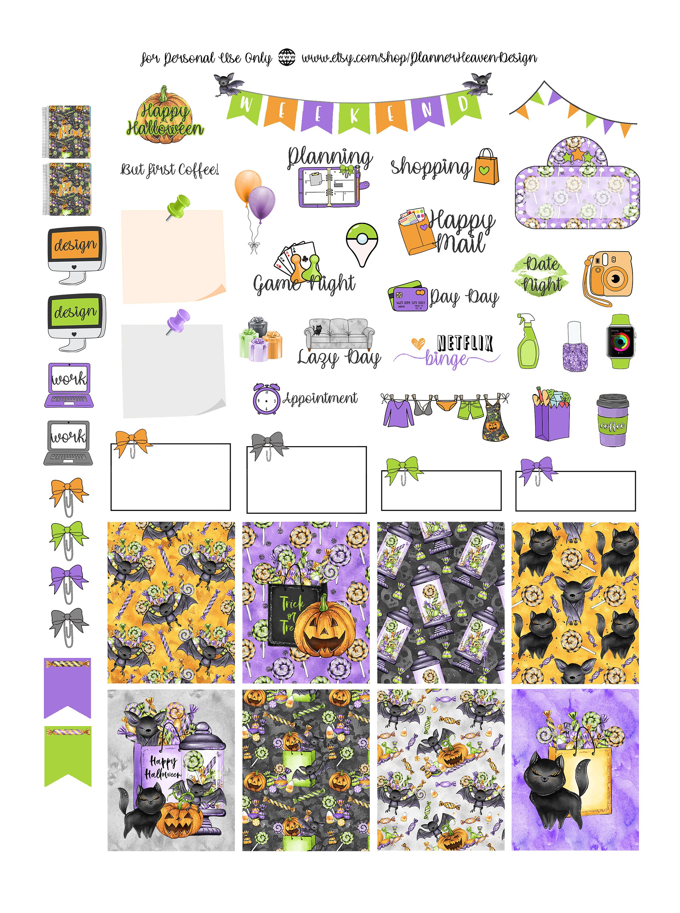HALLOWEEN Printable Planner Stickers Weekly Planner Sticker Kit Erin ...
