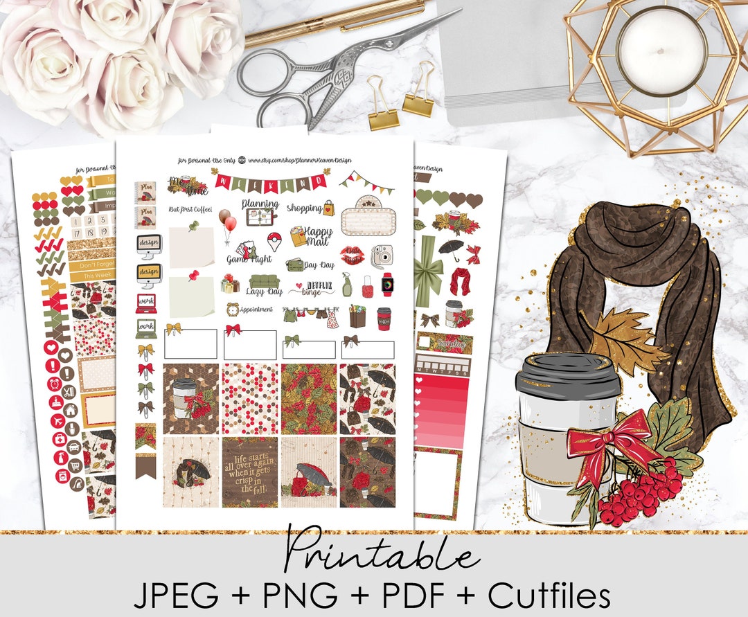 FALL Printable Planner Stickers | Weekly Planner Sticker Kit | Erin ...