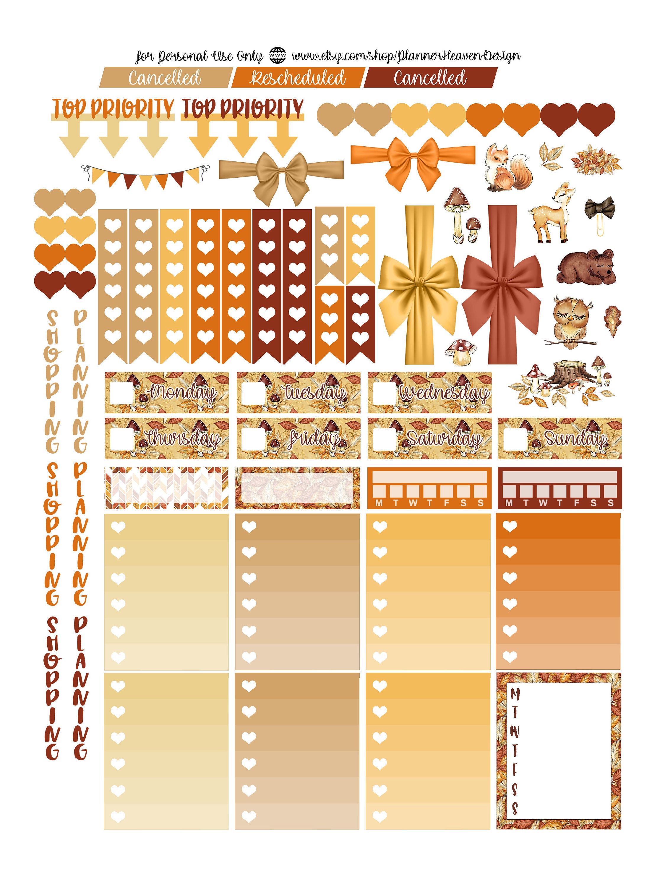 WOODLAND Printable Planner Stickers | Weekly Planner Sticker Kit | Erin ...