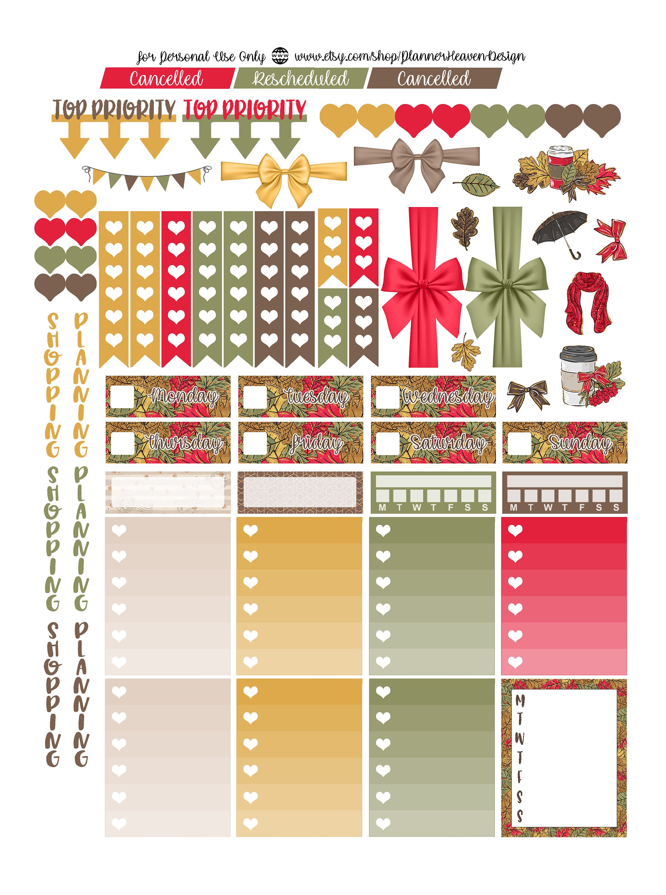 FALL Printable Planner Stickers | Weekly Planner Sticker Kit | Erin ...
