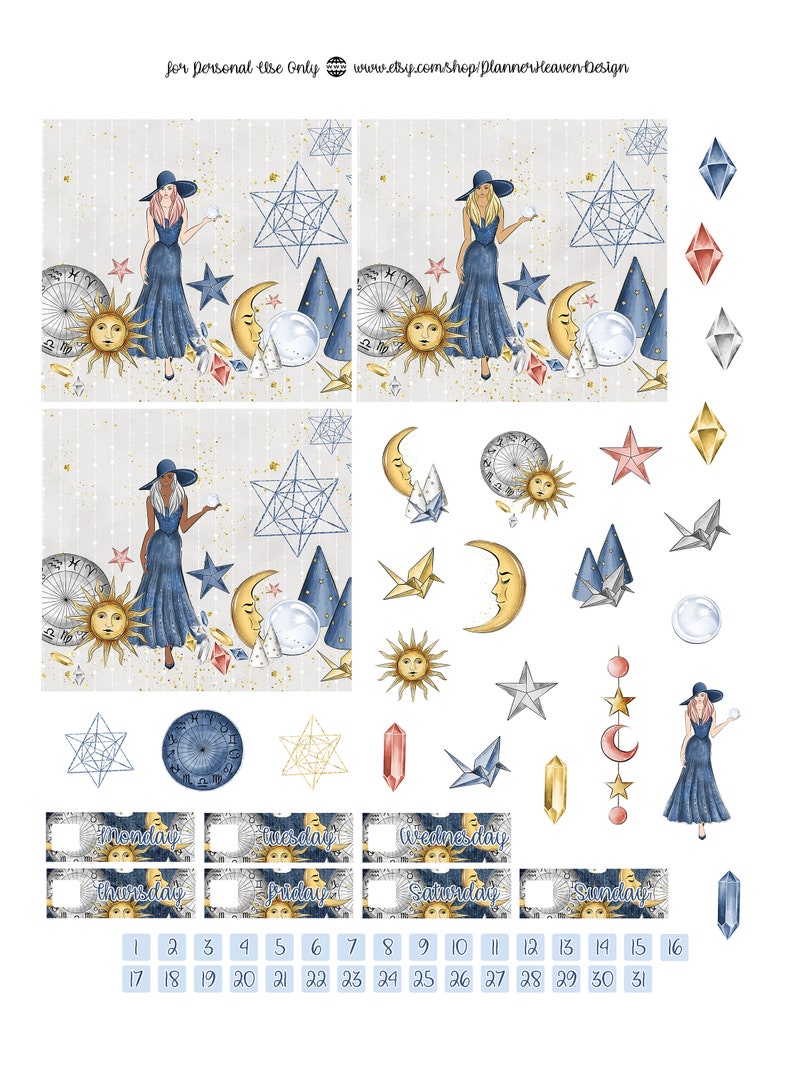 zodiac printable planner stickers weekly planner sticker