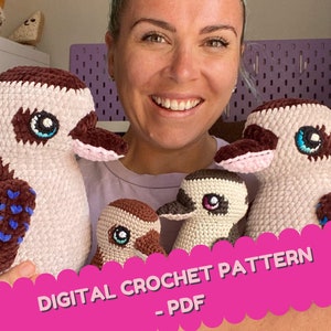 DIGITAL Crochet PATTERN pdf / Crochet Kookaburra /  Amigurumi kookaburra / Australian bird pattern / kingfisher