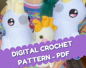 DIGITAL Crochet PATTERN pdf / Crochet Cockatoo / Sulphur-crested cockatoo / Amigurumi cockatoo / Australian bird pattern / Crochet parrot