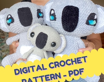 DIGITALE Häkelanleitung pdf / Koala häkeln / Amigurumi Koala / Australisches Tier Muster / Tier häkeln