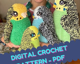 DIGITAL Crochet PATTERN pdf / Crochet Budgie /  Amigurumi bird / Australian bird pattern / Parakeet / Crochet plushie