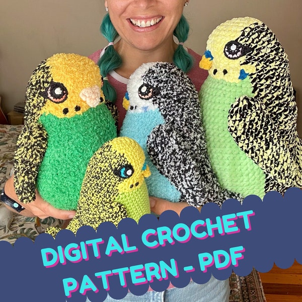 DIGITAL Crochet PATTERN pdf / Crochet Budgie /  Amigurumi bird / Australian bird pattern / Parakeet / Crochet plushie