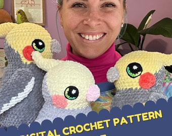 DIGITAL Crochet PATTERN pdf / Crochet Cockatiel /  Amigurumi bird / Australian bird pattern / Crochet plushie