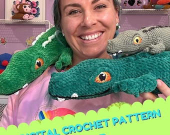 DIGITALE Häkelanleitung pdf / Krokodil häkeln / Amigurumi / Australisches Häkelmuster / Reptil / Plüschtier