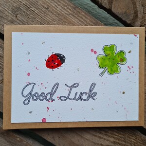 Grußkarte Good Luck - handgemachtes Unikat
