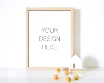 Nursery Mockup Frame, Wooden Frame Mockup, Styled Stock Frame, Nursery Print Mockup, PSD Mockup, 30x40 Frame Stock Photo, Kids Poster Frame