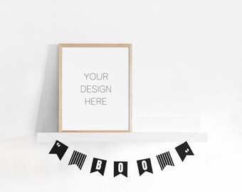 Halloween Mockup, Shelf Mockup Frame 8x10, Halloween Stock Photography, Empty Frame Mockup, Styled Stock Photography, Stock Photo, PSD Frame