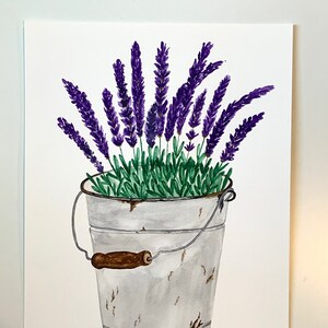 Original watercolor painting, lavender, Garden, Artwork, Illustration, Fine Art, Handmade.