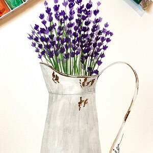 Original watercolor painting, lavender, Garden, Artwork, Illustration, Fine Art, Handmade, Original painting, Wall decor.