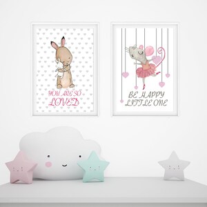 Set of 2 artwork,Original Watercolor, Baby room decor, Printable, Children gift, Nursery wall art, Digital download, Digital Painting,Animal
