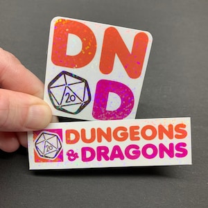 Juego de pegatinas holográficas divertidas de parodia de Donut de DnD Dungeons Dragons, dados de golpe crítico, D20