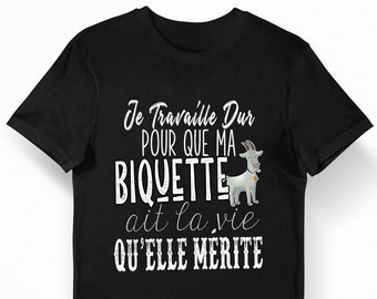 Biquette | Je travaille dur | T-shirt Bio Femme Homme Enfant et Body Bébé Humour / Fun / Drôle Collection Animaux