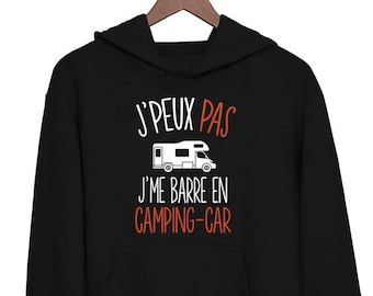 Sweat à Capuche Humour Voiture - "J'peux Pas J'ai Voiture" - Cadeau Drôle Pour Homme Passionné Automobile - Taille Adulte