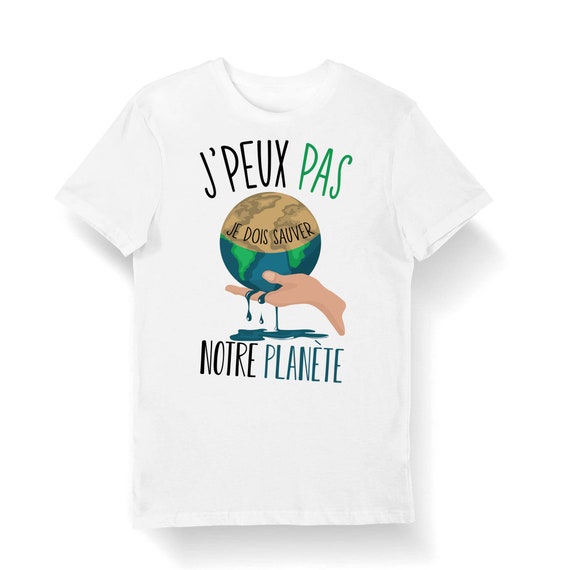 T-shirt Enfant Blanc Je peux pas je dois sauver ma planète