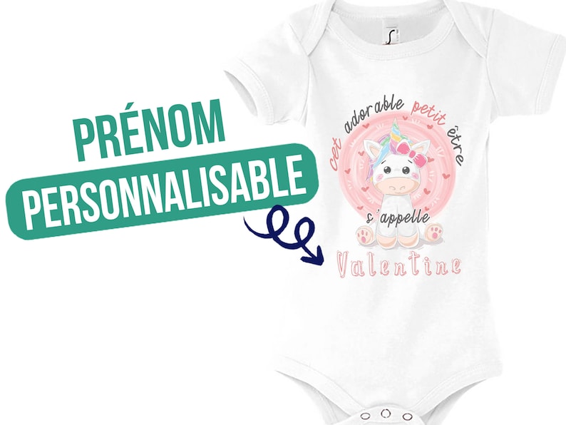 Body Bebe Prenom Fille Personnalisable Avec Licorne Bodies Etsy