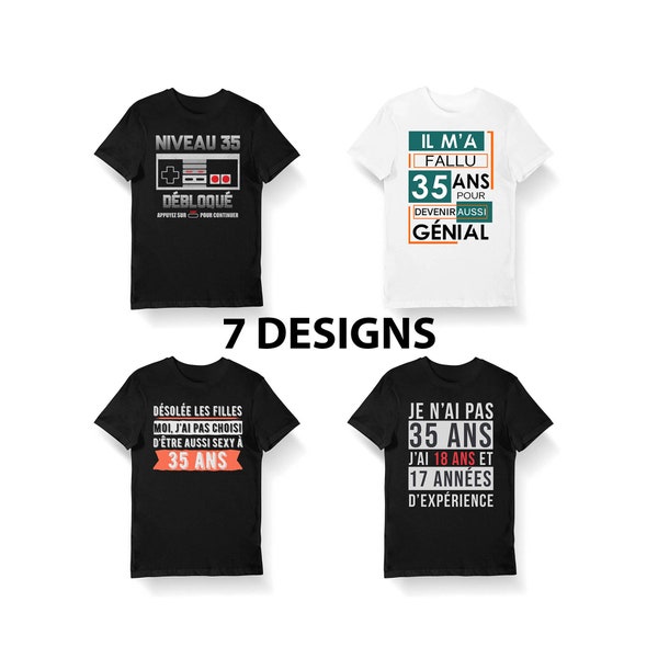 Cadeau anniversaire 35 ans | T-shirt Bio Homme et Femme Sweat et Mug l  Designs âge Humour