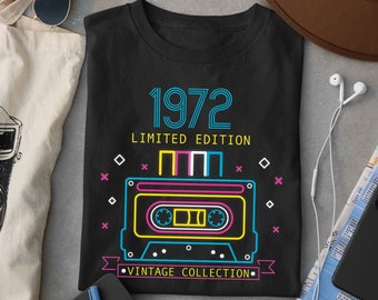 T-shirt Anniversaire 51 ans Design Vintage | T-shirt Homme et Femme Bio Humour Edition Limitée Cassette Rétro