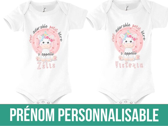 Body Bébé Prénom Fille Personnalisable Avec Licorne Bodies Mode Vêtement  Bébé Mignon 