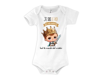 Body Bébé Je suis le Roi | Vêtement bébé humour mignon sans manche pour garçon