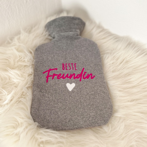 Wärmflasche mit Bezug aus Bio-Baumwollfleece - Beste Freundin