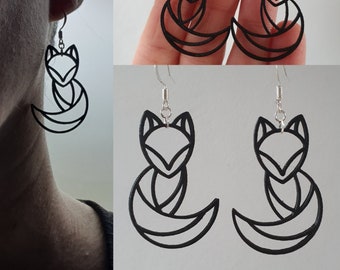 Boucles d'oreilles Impression 3D Motif Renard façon Origami, Tattoo