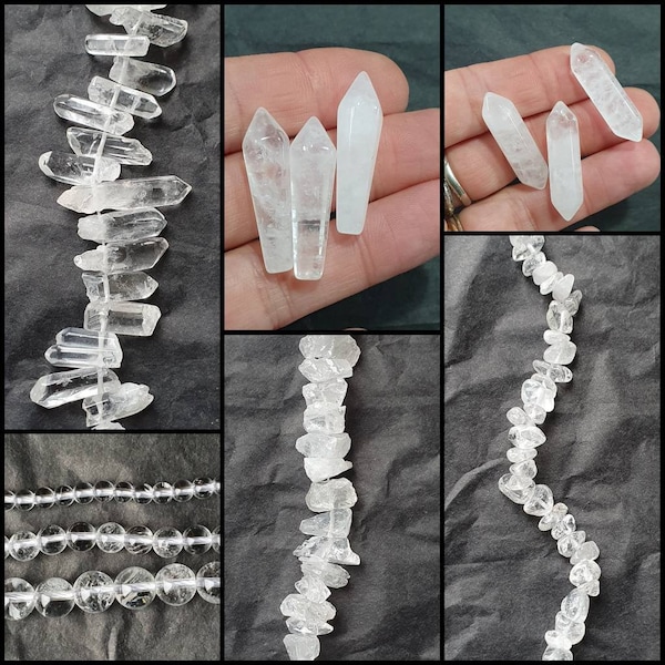 Perles, pépites et Pointes de Cristal de Roche (quartz)