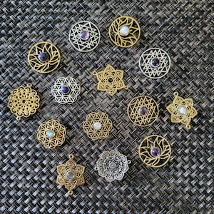 Filigree Connectors Brass 1 Silver Plated - Supply for Micro-macrame, ethnic, lotus, rosette, seed of life, shri yantra