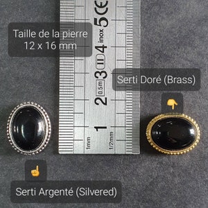 Cabochons Ovales rainurés Micro-macramé Labradorite, Oeil de tigre, Améthyste, Cornaline, Lapis-lazuli, Quartz rose, Malachite, Onyx noir image 3