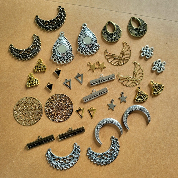 Boucles D'oreilles Pendantes En Laiton Et Onyx – 8 Modèles Au Choix – Style Ethnique – Neuf Sans Emballage