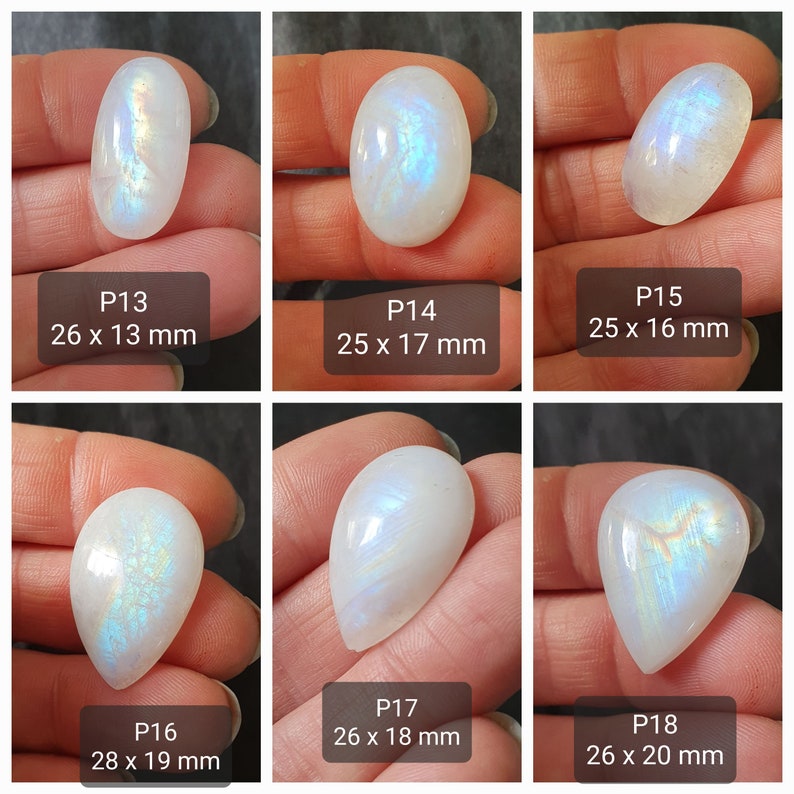 Peristeriet / witte labradoriet cabochons Witte fijne stenen cabochons met iriserende ijsblauwe reflecties Crimp cabochons afbeelding 4