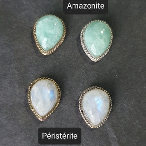 Cabochons Gouttes avec rainure pour Micro-macramé Améthyste, Cornaline, Malachite, Onyx Noir, Oeil de Tigre, Quartz rose & Labradorite image 7