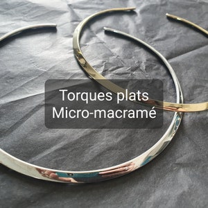 Flat Torque Necklace Brass or silver brass - Necklace for Micro-macramé - Viking, Boho, boho chic