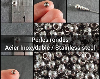 Cuentas Redondas de Acero Inoxidable, 2 mm, 3 mm, 4 mm, 5 mm y 6 mm - Suministro para Micro-macramé