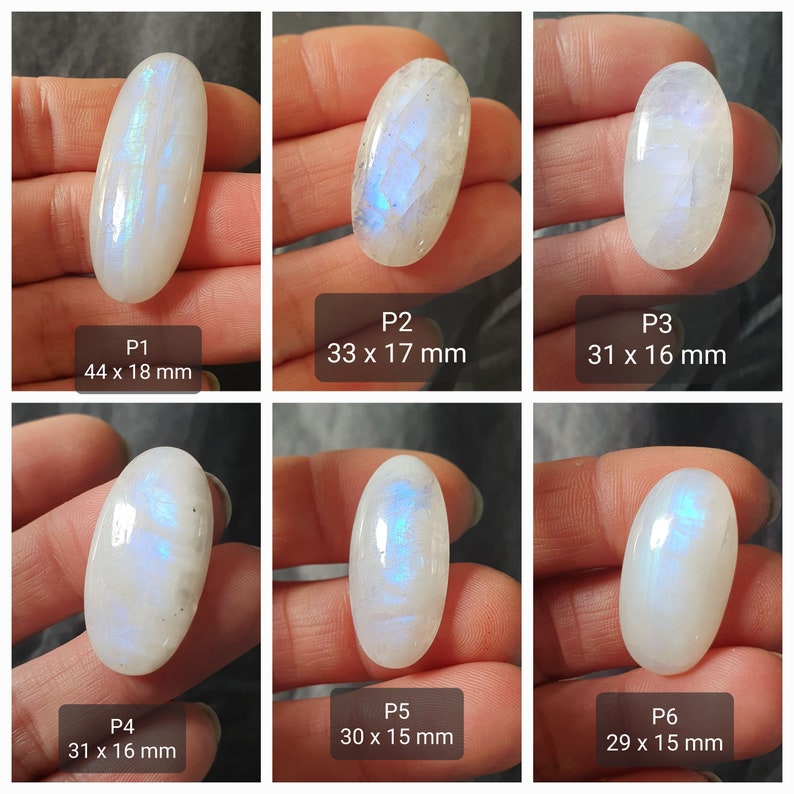 Cabochons Péristérite / Labradorite blanche Cabochons pierres fines blanches avec reflets bleus glacés irisés Cabochons à sertir image 2
