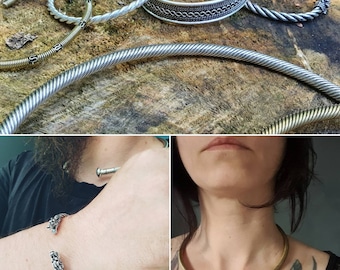 Round Brass Torque Necklaces and Celtic Bracelets - Torque Viking Women & Men - Celtic Necklace