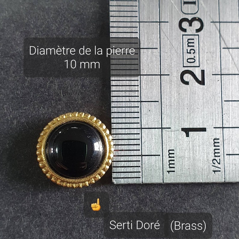 Cabochons 10 mm rainurés Micro-macramé Labradorite, Oeil de tigre, Améthyste, Cornaline, Lapis-lazuli, Quartz rose, Malachite, Onyx noir image 7