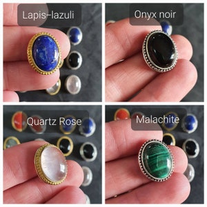 Cabochons Ovales rainurés Micro-macramé Labradorite, Oeil de tigre, Améthyste, Cornaline, Lapis-lazuli, Quartz rose, Malachite, Onyx noir image 6