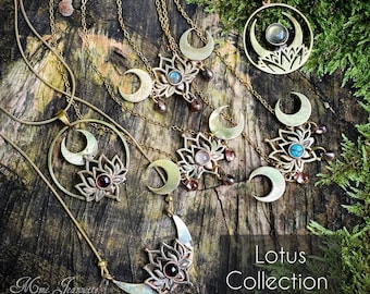 Collection of Lotus and Fine Stone necklaces - Boho, magical, elven, lithotherapy jewelry